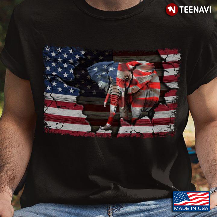 Elephant from American Flag Cracked Hold Patriotic for Animal Lover