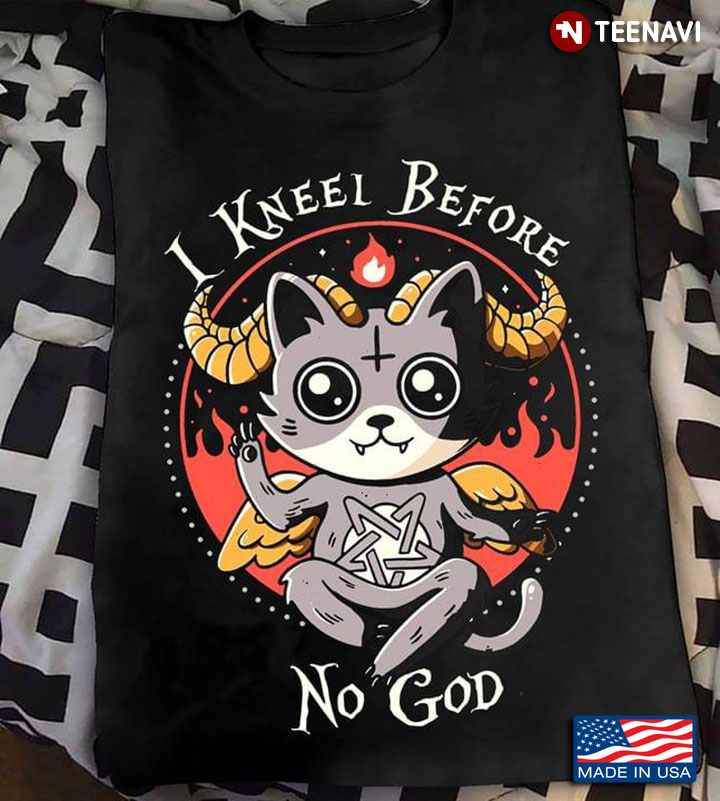 I Kneel Before No God Purple Satan Cat Funny Style