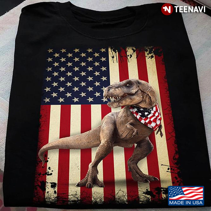 Dinosaur Vintage American Flag Independence Day Patriotic for Animal Lover