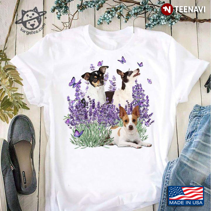 Rat Terrier Purple Butterflies and Lavender Flower Adorable Design for Dog Lover