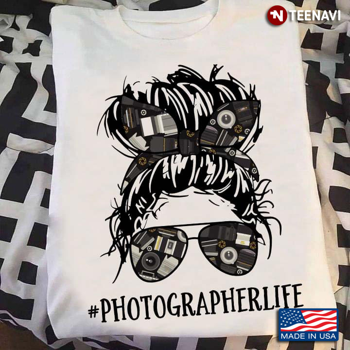 Photographer Life Pretty Girl With Camera Phographic Tools Sunglasses and Headband for Photographer