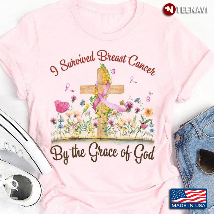 I Survived Breast Cancer By The Grace of God Warrior Wood Cross and Flower Garden