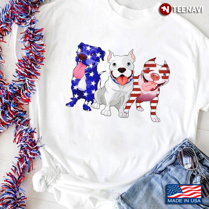 Adorable Pitbull with American Flag 4th of July Skin for Patriotic Dog Lover