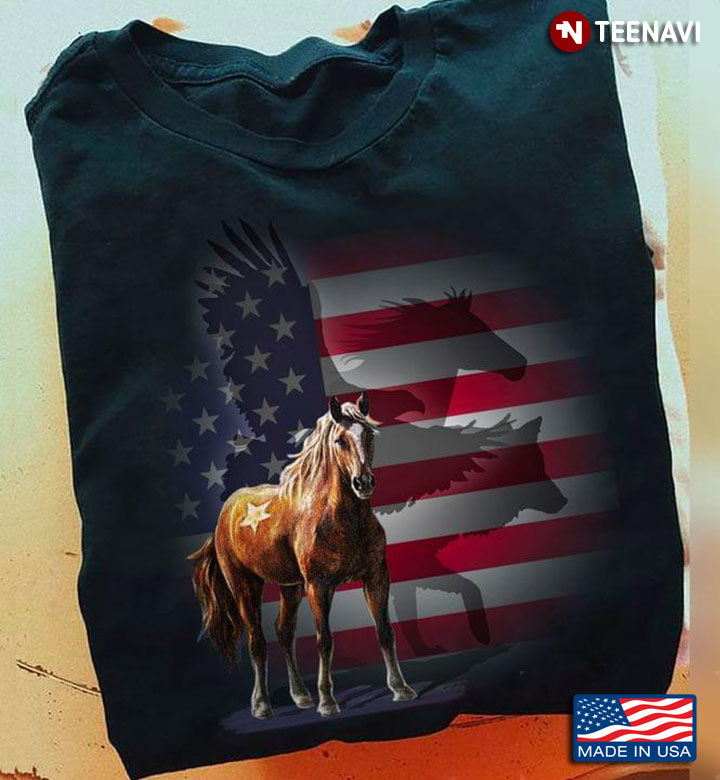 Freedom Horse American USA Flag Independence Day for Animal Lover
