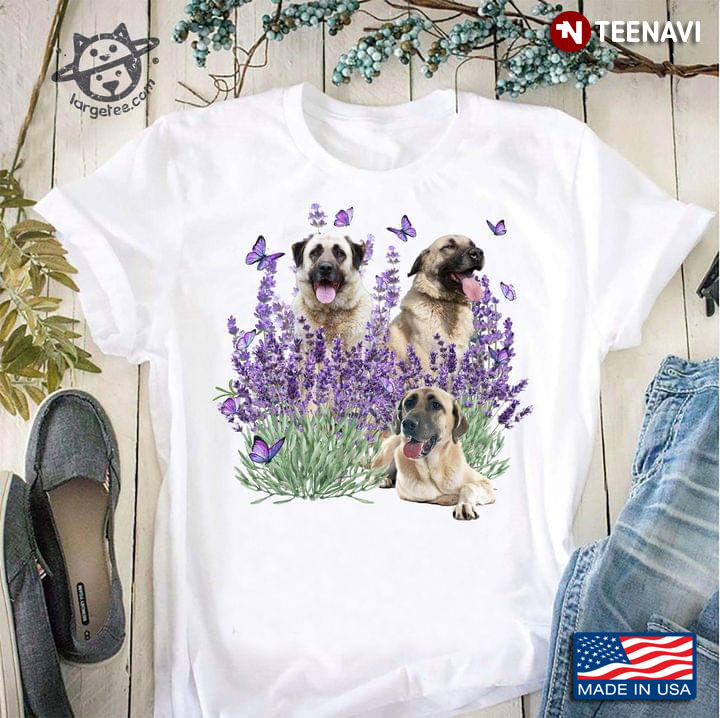 Cute Anatolian Shepherd Purple Butterflies and Lavender Flower for Dog Lover