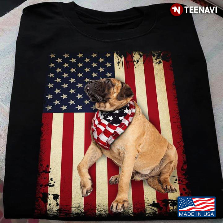 Adorable Boxer Dog and Vintage American Flag 4th of July for Dog Lover