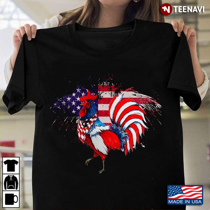 Rooster and American USA Flag Freedom for Animal Lover