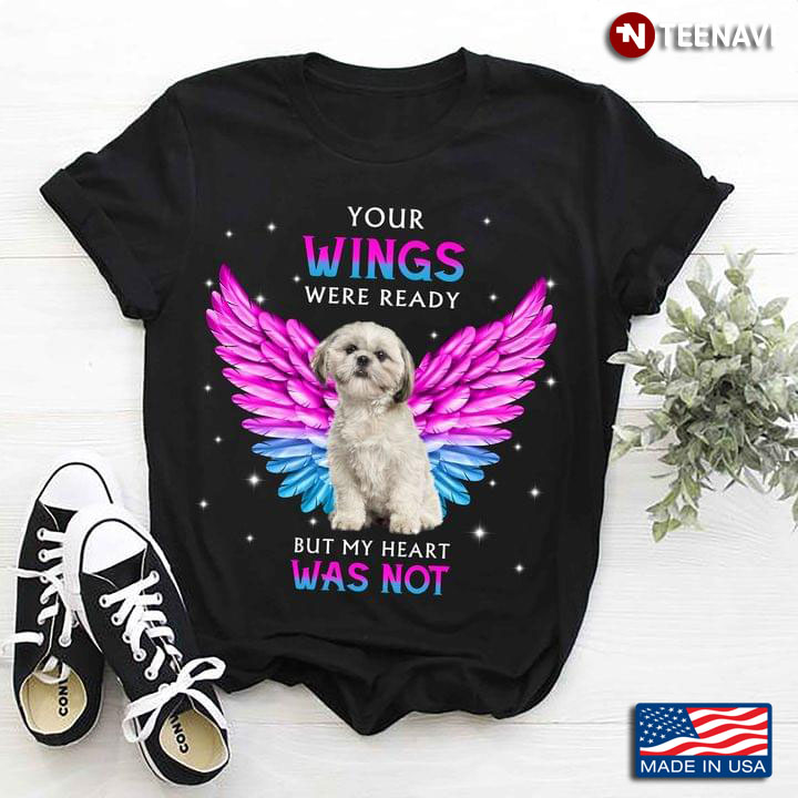 Your Wings Were Already But My Heart Was Not Shih Tzu Purple and Blue Style for Dog Lover