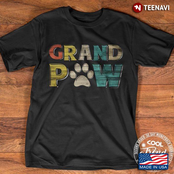 Grand Paw Dog Paw Colorful Vintage Color for Grandpa Loves Dog