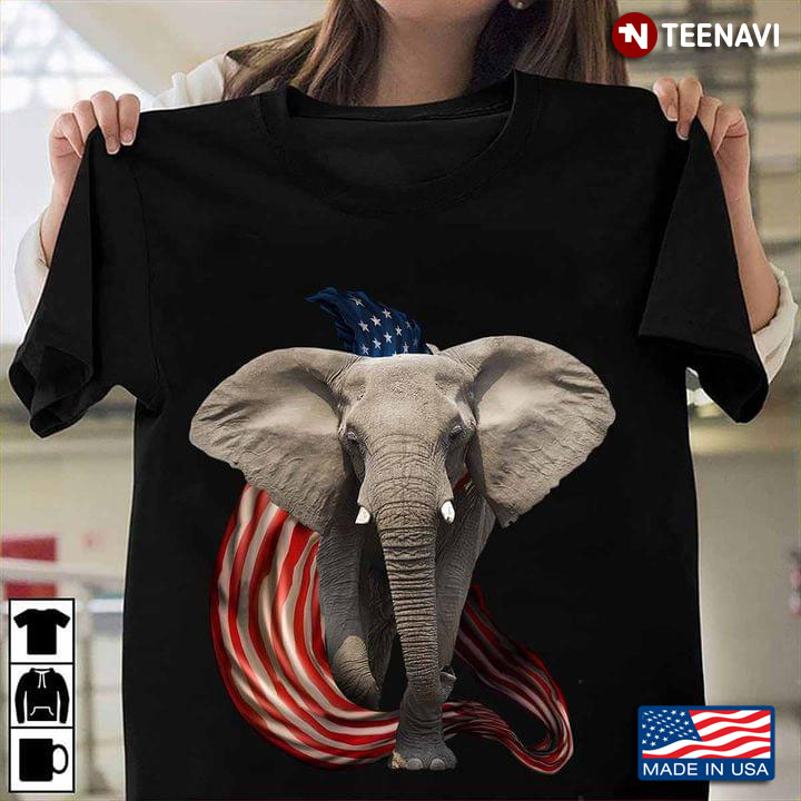 Walking Elephant Pride American Flag for Patriotic Animal Lover