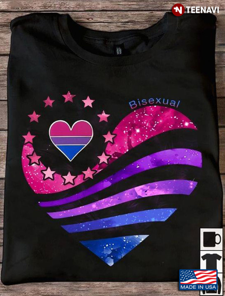 Bisexual Pride American Heart Galaxy and Star Style LGBT Theme