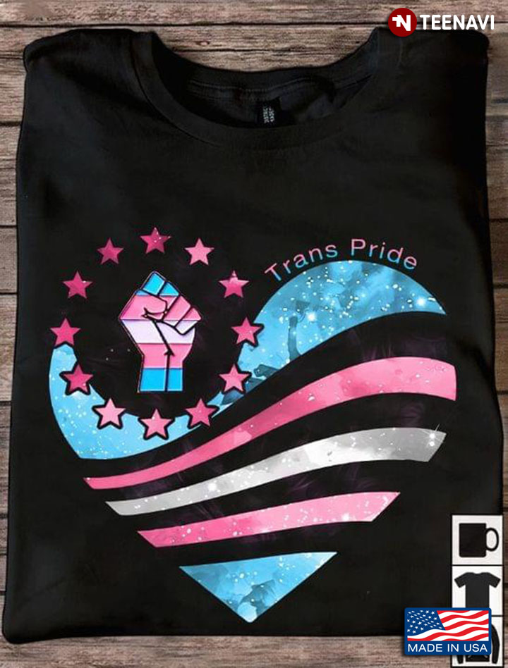 Trans Pride American Heart Blue Pink Galaxy and Star Style LGBT Theme
