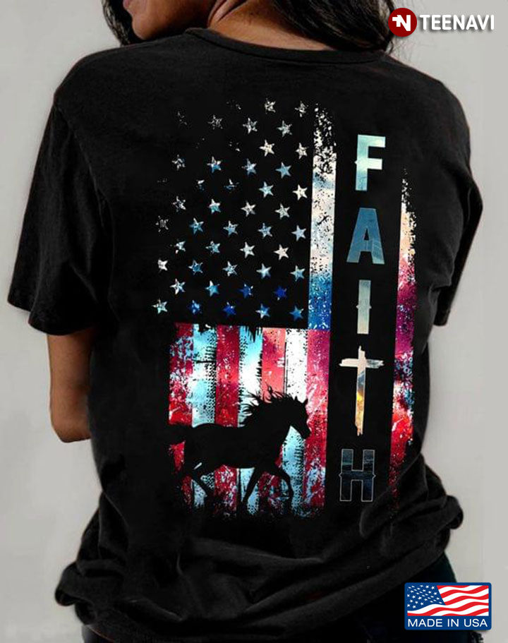 Faith Horse and American Flag Mixed Color for Patriotic Animal Lover