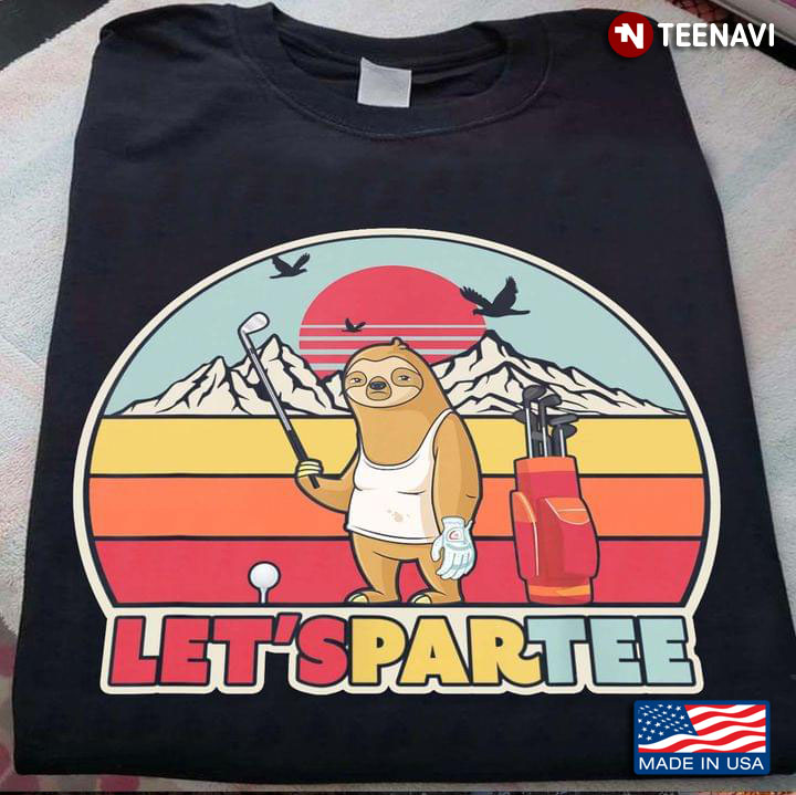 Let's Partee Funny Sloth Playing Golf Vintage Color for Sport Lover