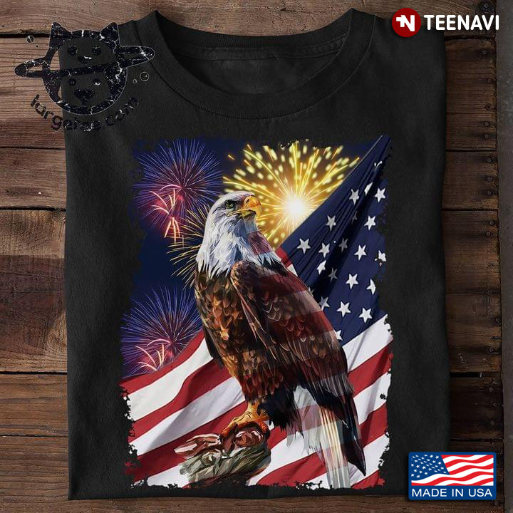 Bald Eagle With Great Strength and Freedom American Flag 4th of July