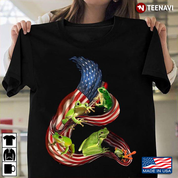 Green Frogs and American Flag 4th of July for Animal Lover