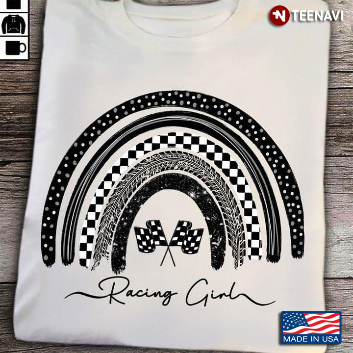 Black and White Glitter Racing Rainbow Cool Style for Racing Girl