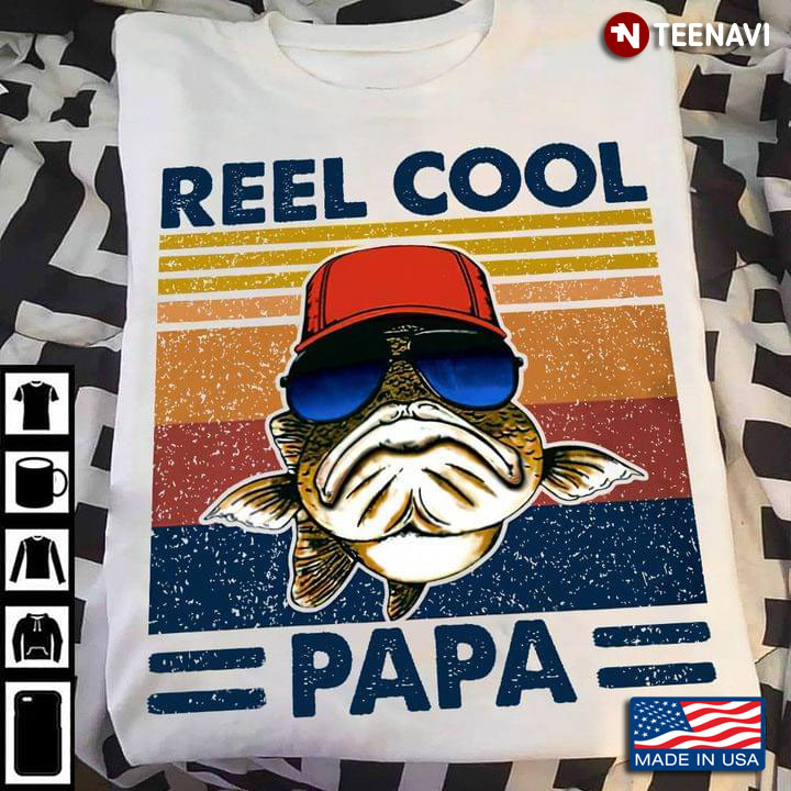 Reel Cool Papa Super Cool Fish with Hat and Sunglasses Vintage Style for Animal Lover