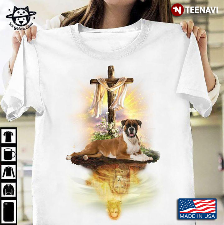 Jesus God Wood Cross and Boxer Dog Religious Theme  for Dog Lover