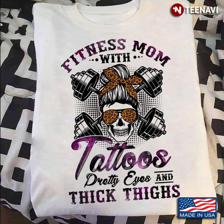 Fitness Mom With Tattoos Pretty Eyes and Thick Thights Leopard Cool Lifting Mom