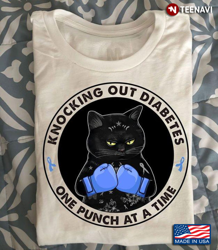 Knocking Out Diabetes One Punch At A Time Grumpy Black Cat Boxing Diabetes Awareness