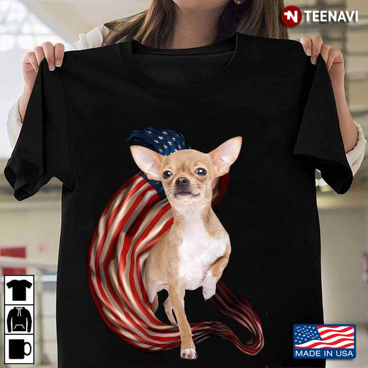 Walking Proudly Chihuahua and American Flag 4th of July for Dog Lover