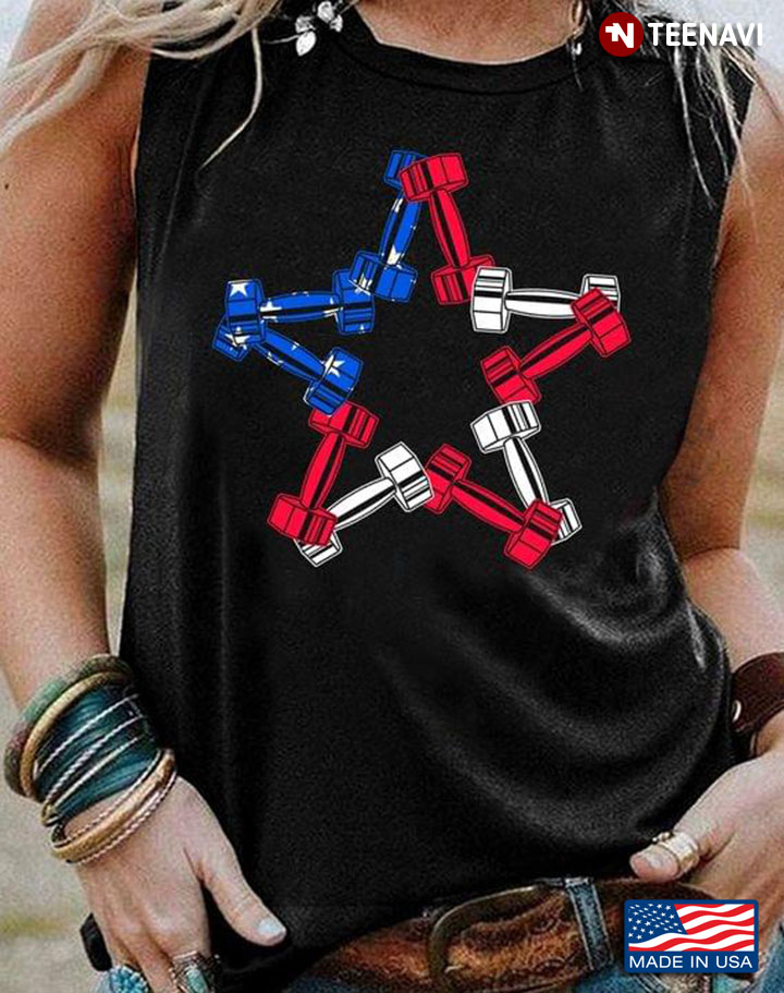 Dumbbell Star Shaped American Flag for Patriotic Workout Lover