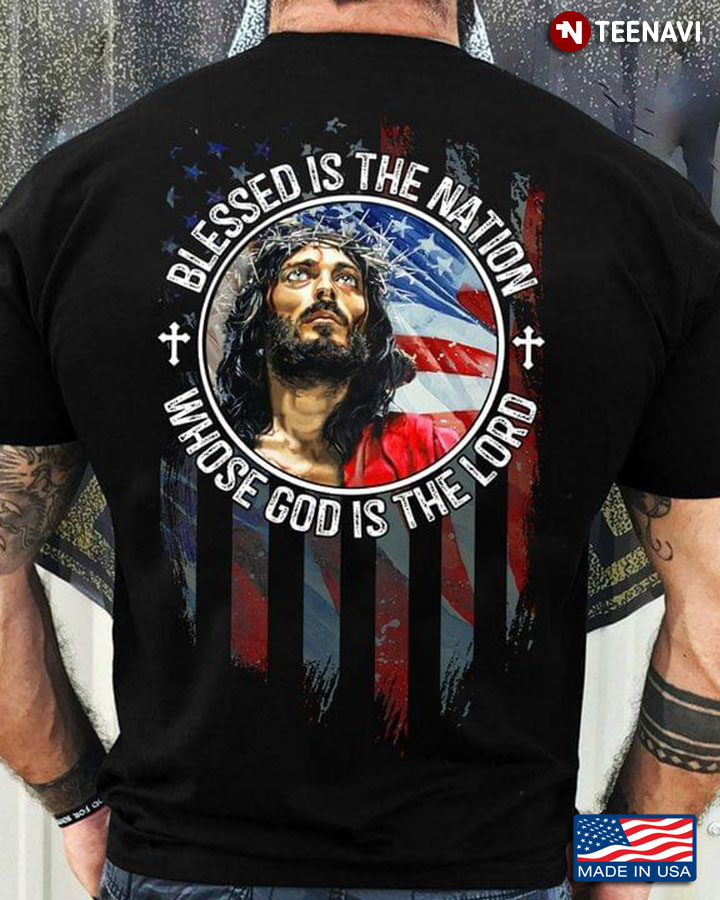 Blessed Is The Nation Whose God Is The Lord Jesus American Flag for Patriotic Christain