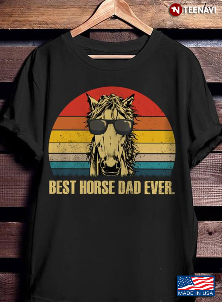 Best Horse Dad Ever Colorful Vintage Style for Cool Dad Loves Riding Horse