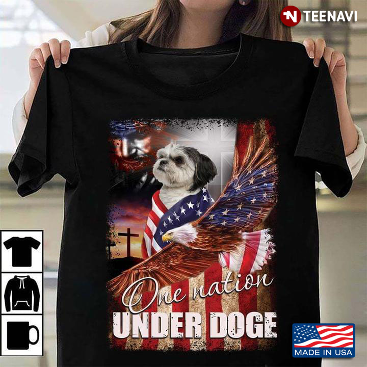 One Nation Under Doge Jesus Shih Tzu Eagle and American Flag for Dog Lover