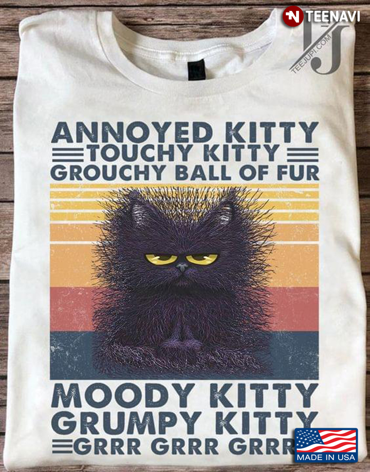 Vintage Annoyed Kitty Touchy Kitty Grouchy Ball Of Fur Moody Kitty Grumpy Kitty Grrr Grrr Grrr