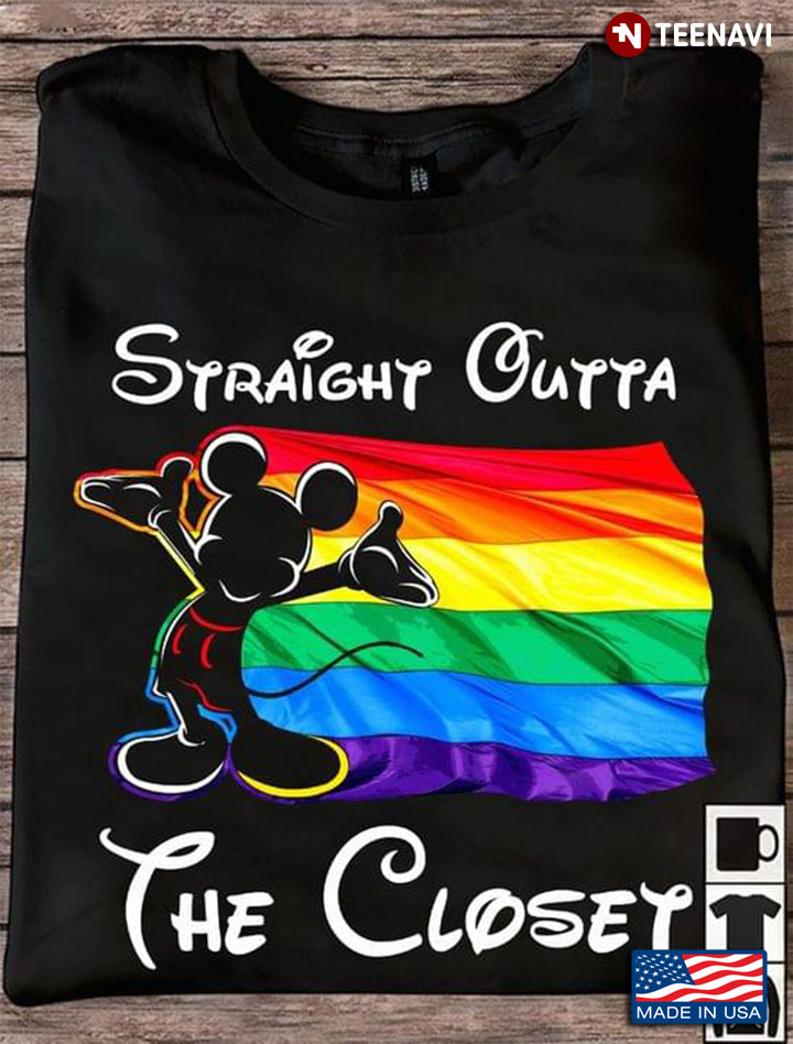 Mickey Mouse With LGBT Flag Straight Outta The Closet