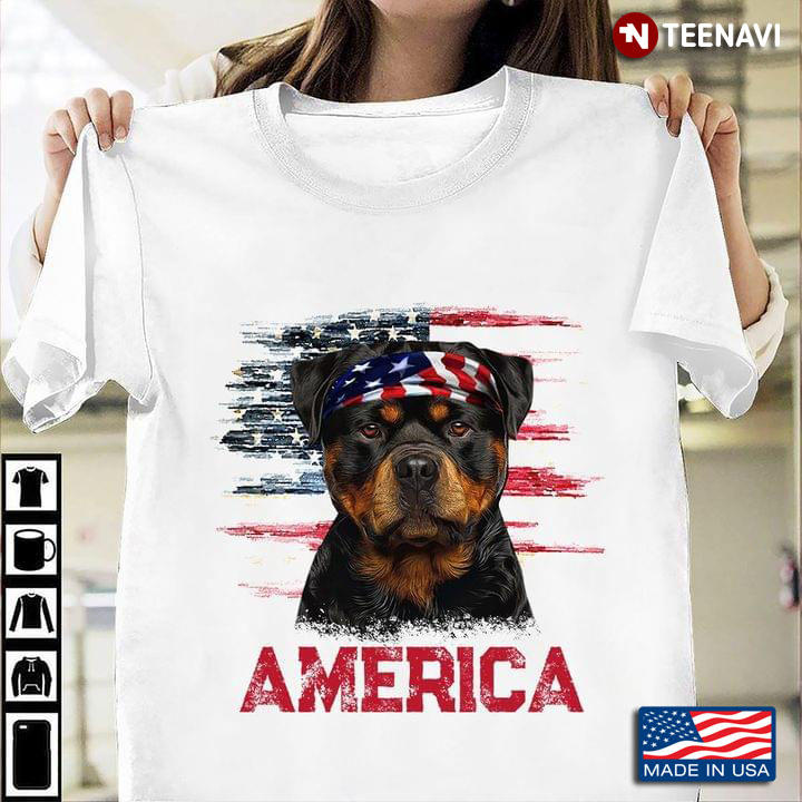 America Rottweiler American Flag Happy Independence Day For 4th Of July