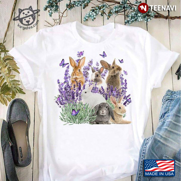 Six Rabbits And Butterflies With Flowers For Animal Lovers