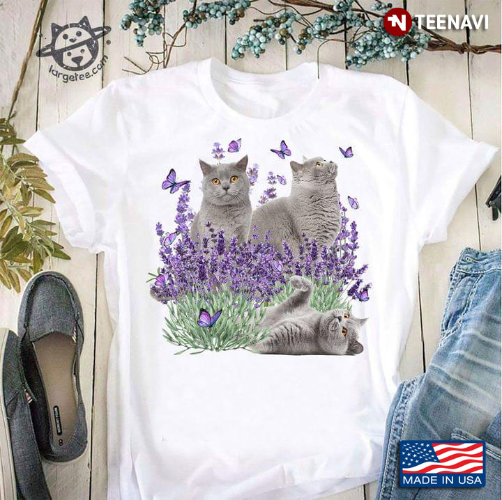 Three ALN Cats Butterflies With Flowers For Cat Lovers