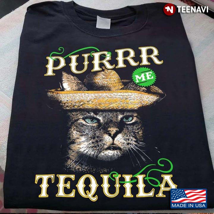 Mexican Cat Wearing Hat Purrr Me Tequila For Cat Lovers