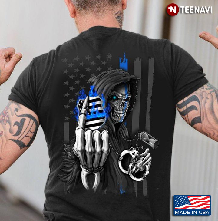 Police Officer Skeleton American Flag