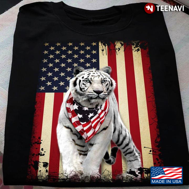 Tiger And American Flag