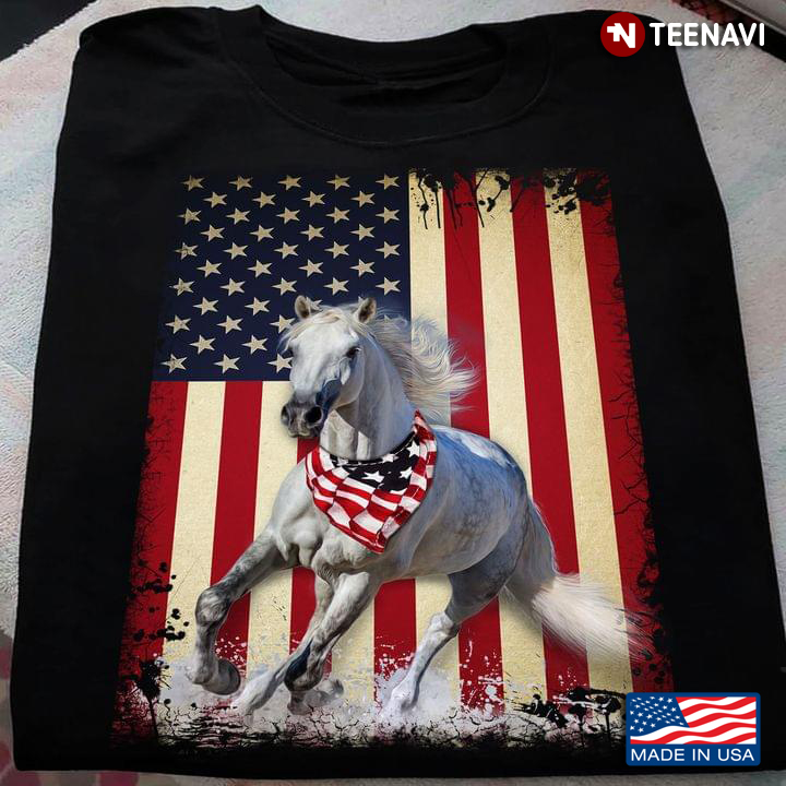 Horse And American Flag