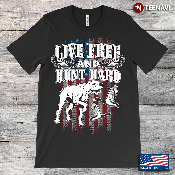 Live Free And Hunt Hard American Flag Boxer And Birds For Hunter