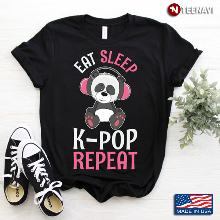 Panda Listening The Music Eat Sleep K-Pop Repeat