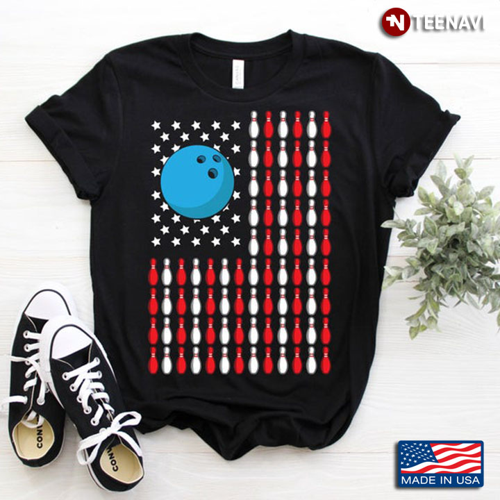 American Flag Bowling Ball And Bowling Pins For Bowler