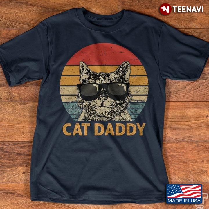 Vintage Cat Daddy Cat With Glasses For Cat Lover