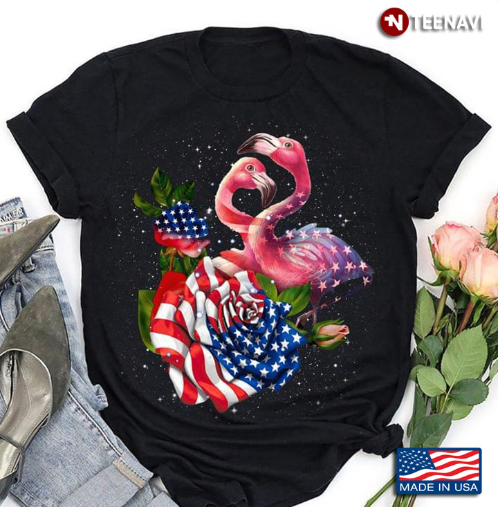 American Flag Flamingos And Roses