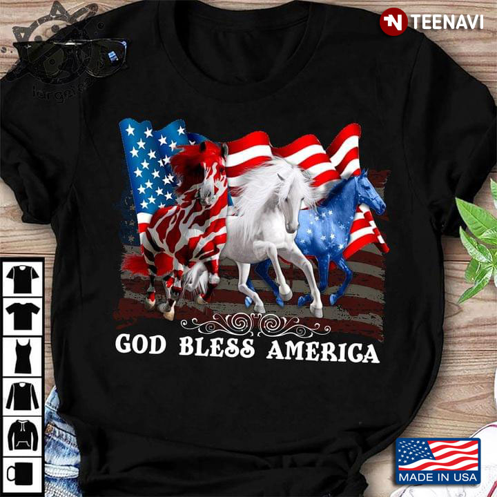 God Bless America Three Horses Happy Independence Day For 4th Of July