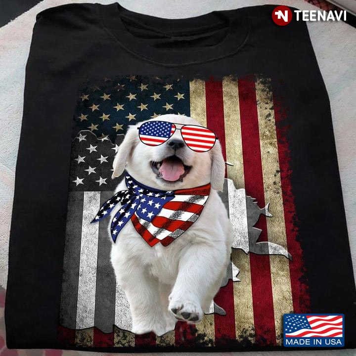 Puppy With Glasses American Flag Happy Independence Day For 4th Of July