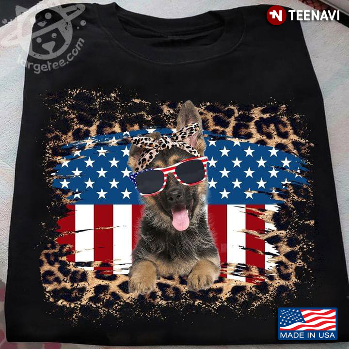 German Shepherd American Flag Happy Independence Day For 4th Of July Leopard