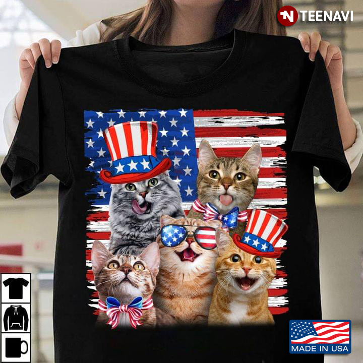 Cats American Flag Happy Independence Day For 4th Of July