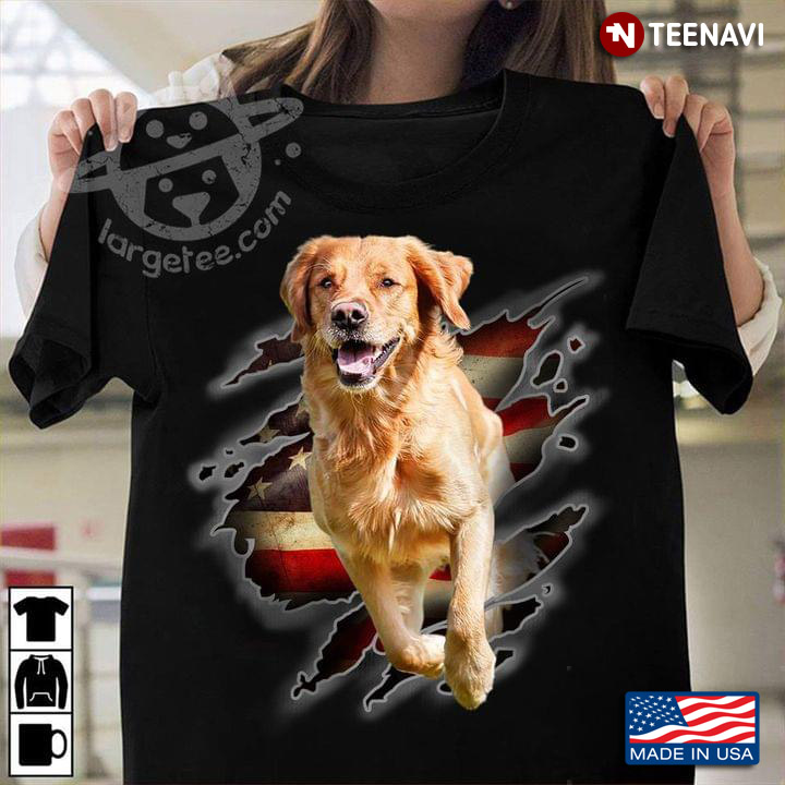 Golden Retriever American Flag Happy Independence Day For 4th Of July