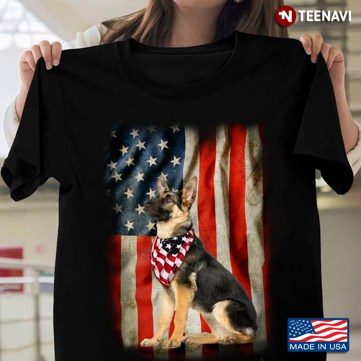 German Shepherd American Flag Happy Independence Day For 4th Of July